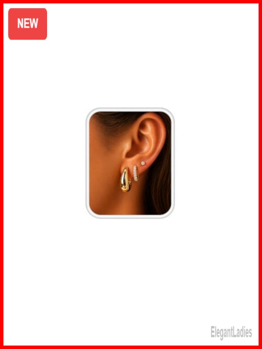 14K Gold Plated Huggie Hoop & CZ Stud Earrings Set Hypoallergenic